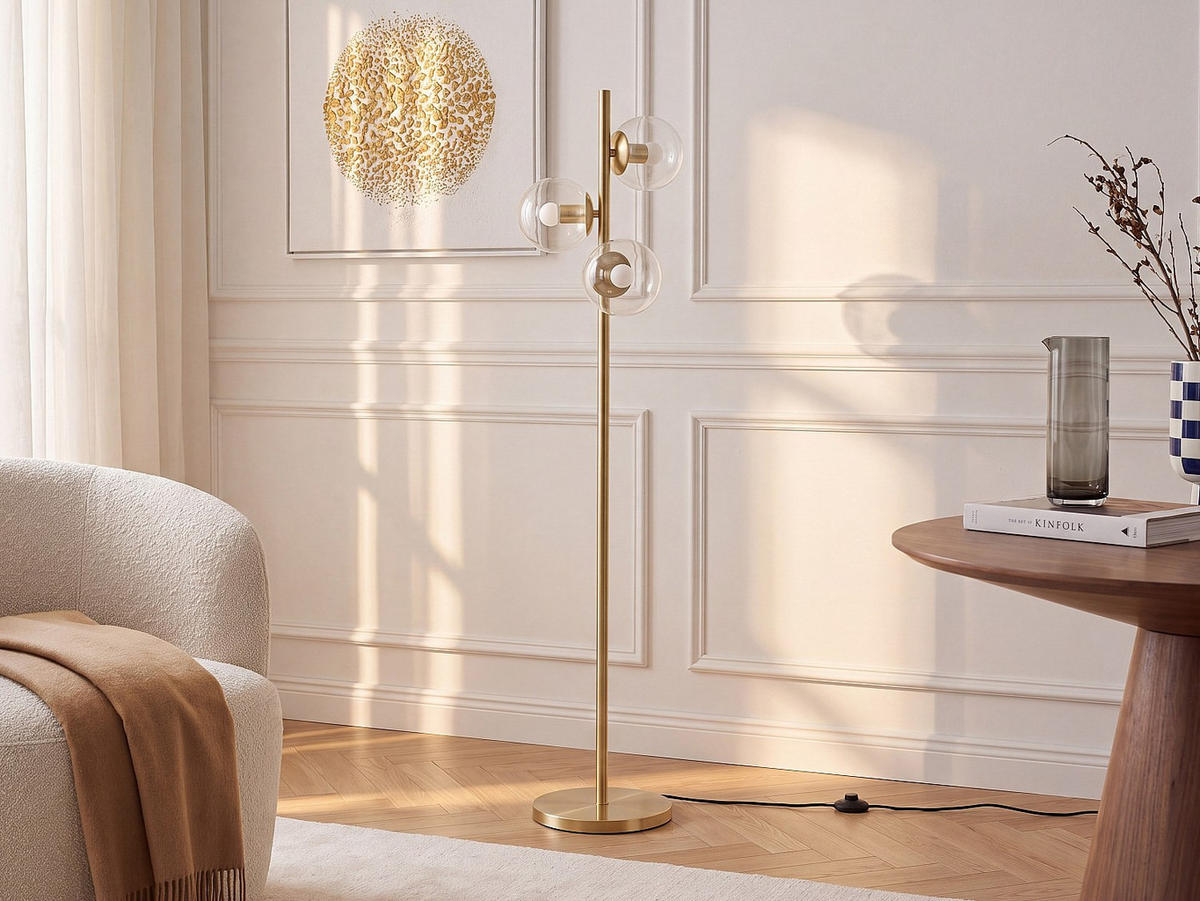 STEHLAMPE - 32 cm x 28 cm - metall - goldfarben Yukon - Goldfarben, Metall (28/32/148cm) - Vente-Unique