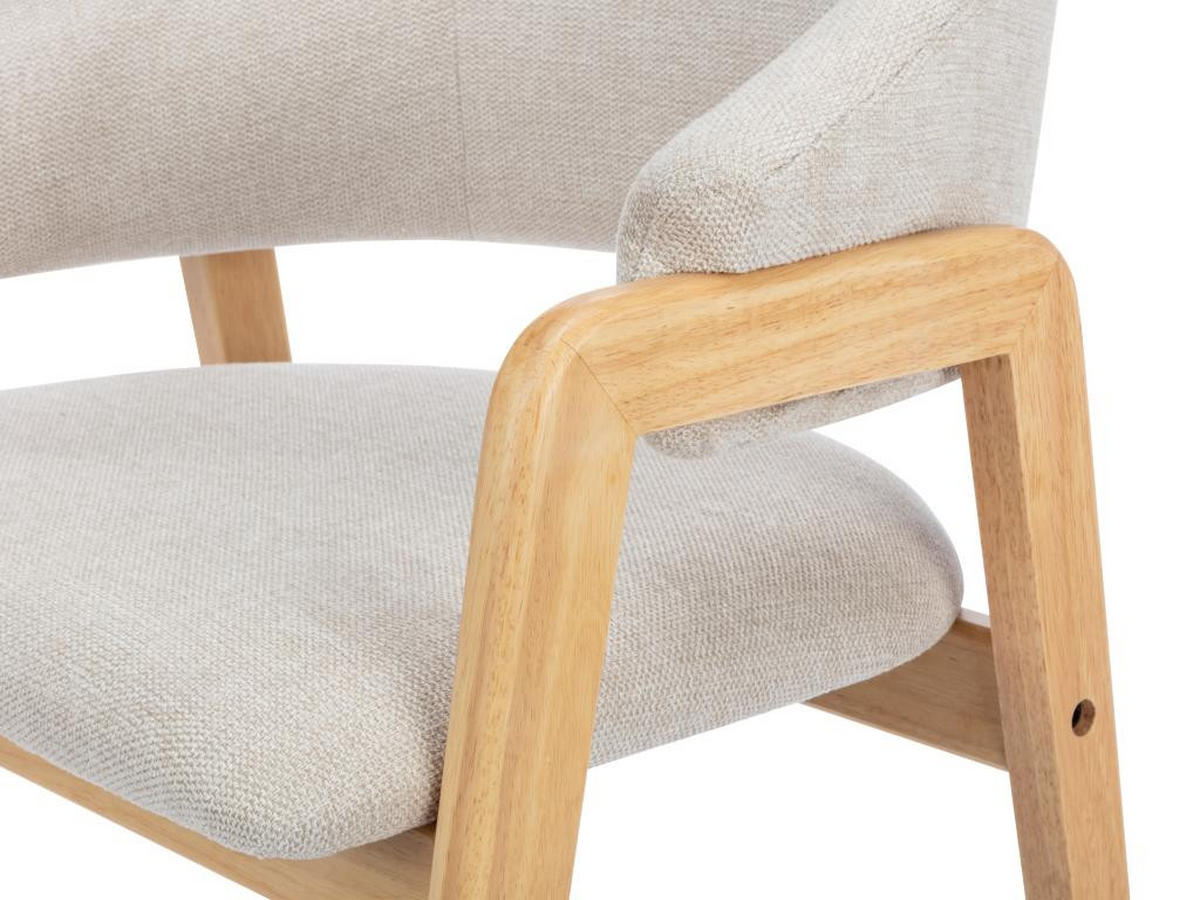 STUHL mit Armlehnen 2er-Set - Stoff & Kautschukholz - Beige - SOLUNA - Beige, Textil (53.5/82/56cm) - Vente-Unique