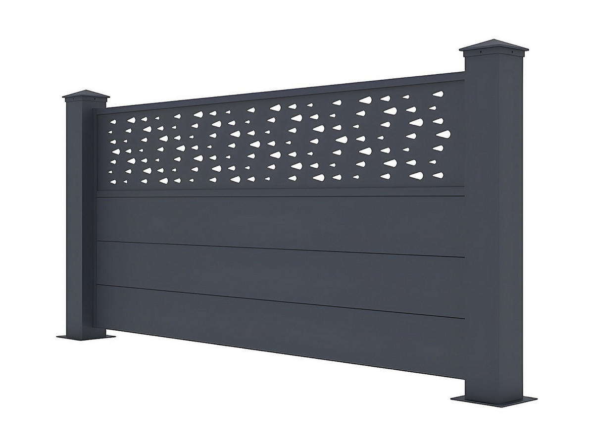 ZAUN - 168cm x 15.3cm - Aluminium - anthrazitgrau - BAZIO - Anthrazit, Metall (168/78cm) - Vente-Unique