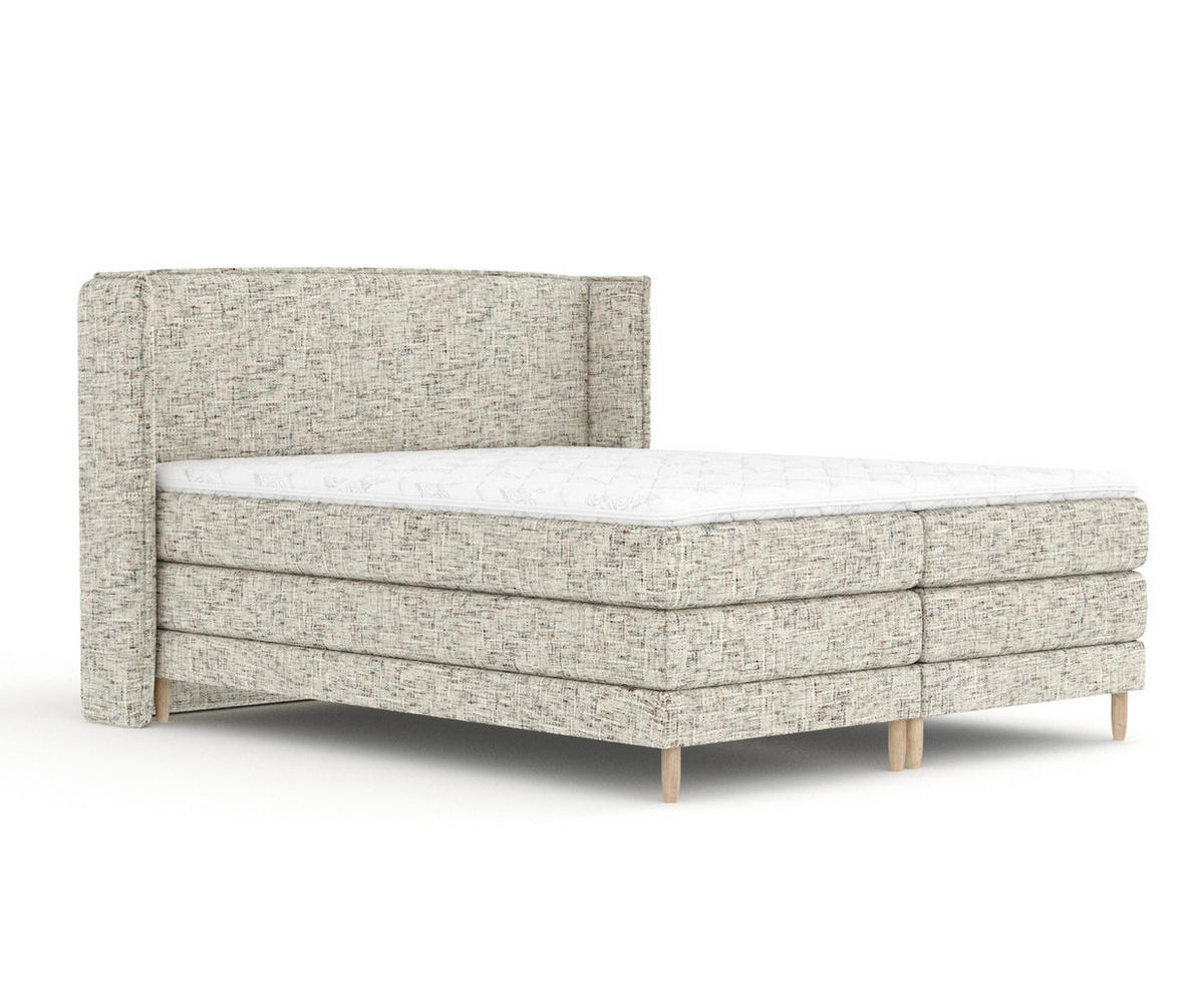 BOXSPRINGBETT Carizzo Beige 160/200 cm mit Matratze und Topper - Beige/Naturfarben, Holz/Holzwerkstoff (160/200cm) - Maison de Reve