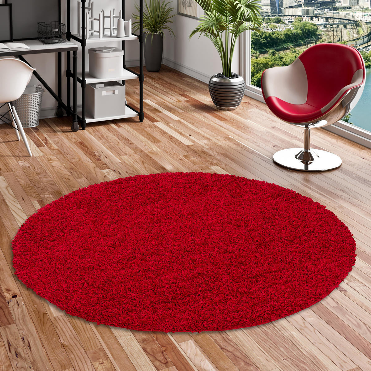 HOCHFLOR LANGFLOR TEPPICH ALOHA RUND - Rot, Textil (150/150cm) - Pergamon