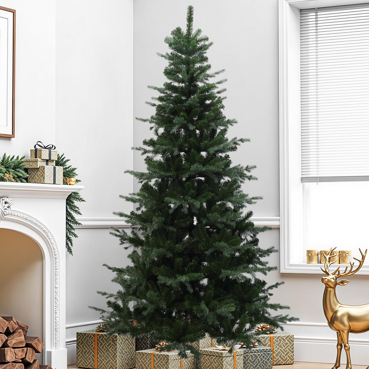 KÜNSTLICHER Weihnachtsbaum 220 cm, 1949 PE/PVC Zweige - Grün, Kunststoff (220cm) - Hometopia