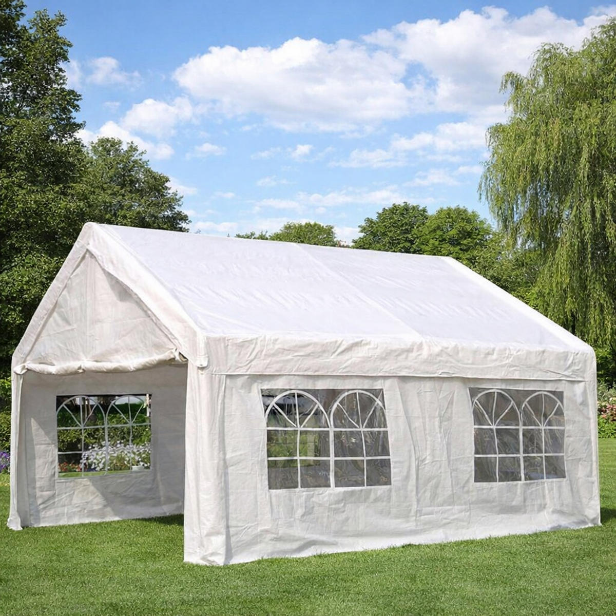 DACHPLANE Livingston - Zeltabdeckung für 3x4 Meter, PVC weiss 480g/m². BxTxH: 400x300x285 cm - Weiß, Kunststoff (400/0.3/300cm) - TPFGarden