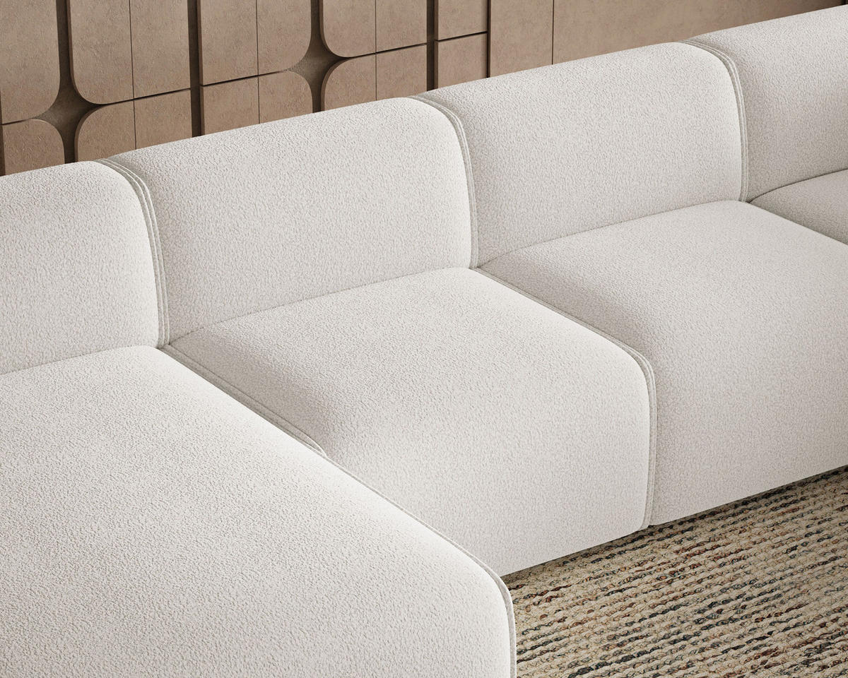 ECKSOFA U Belluno Weiß Rechts - Schwarz/Weiß, Holz/Kunststoff (220/378cm) - Graingold