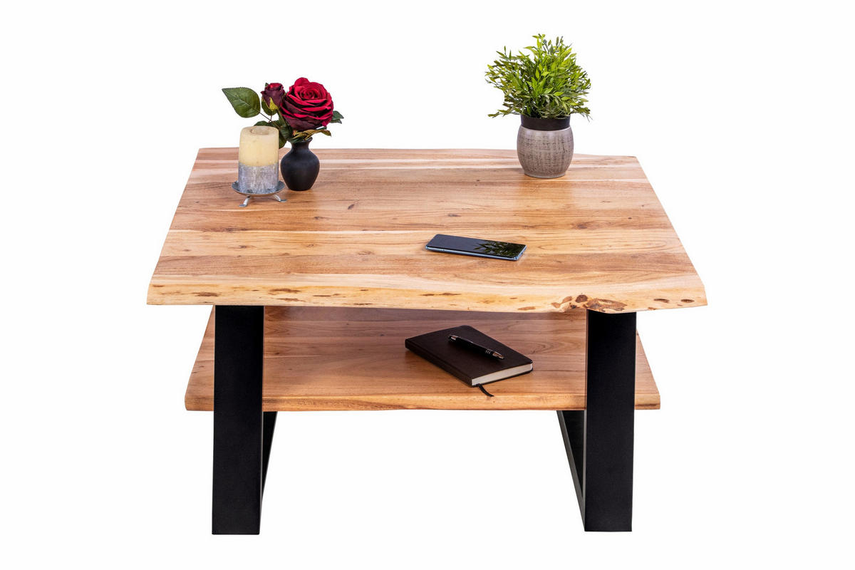 COUCHTISCH PATRICK - Beige/Schwarz, Holz/Metall (90/90/46cm) - SAM