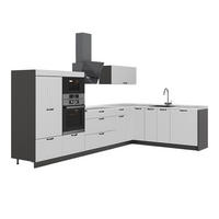KUHINJA U OBLIKU SLOVA L Fame-Line, Bijela Seoska/Antracit, 347 x 207 cm, RP Mramor - bijela/antracit, drvni materijal (347/153.6/60cm) - Vicco