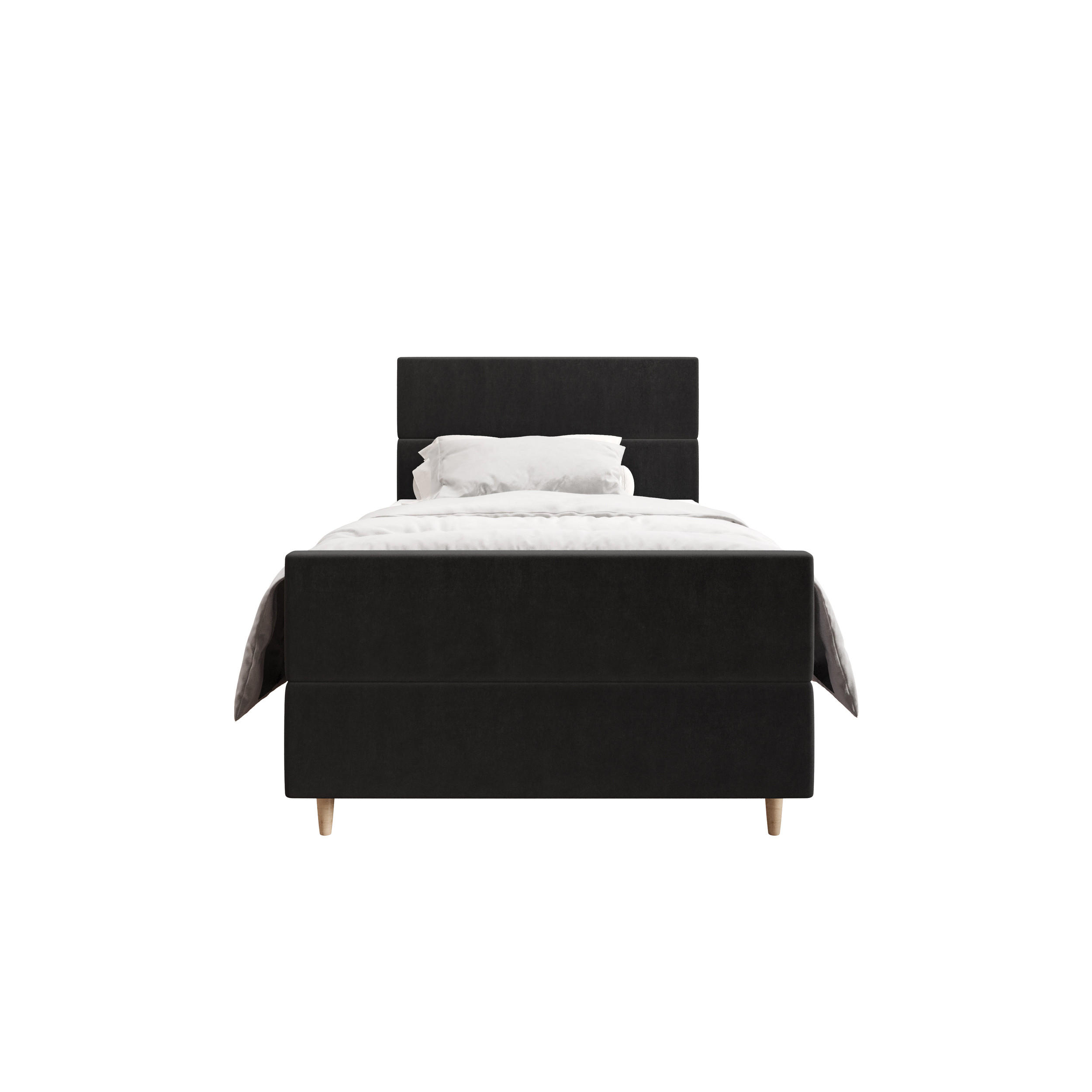 BOXBETT FLO PLUS 100x200 Itaka 27, mit Matratze H3, Bonell und Topper, Grau - Dunkelgrau, Holz/Textil (100/200cm) - Bedante
