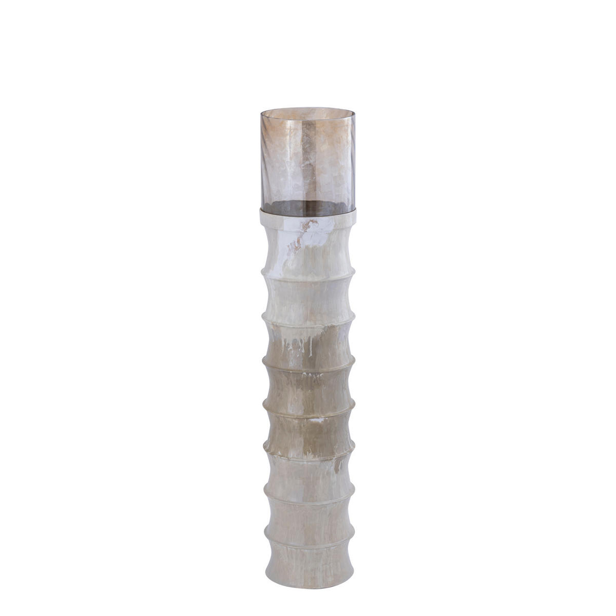 WINDLICHT Kaylyne Beige 27/27/130cm - Beige, Glas (27/130/27cm) - PTMD Collection