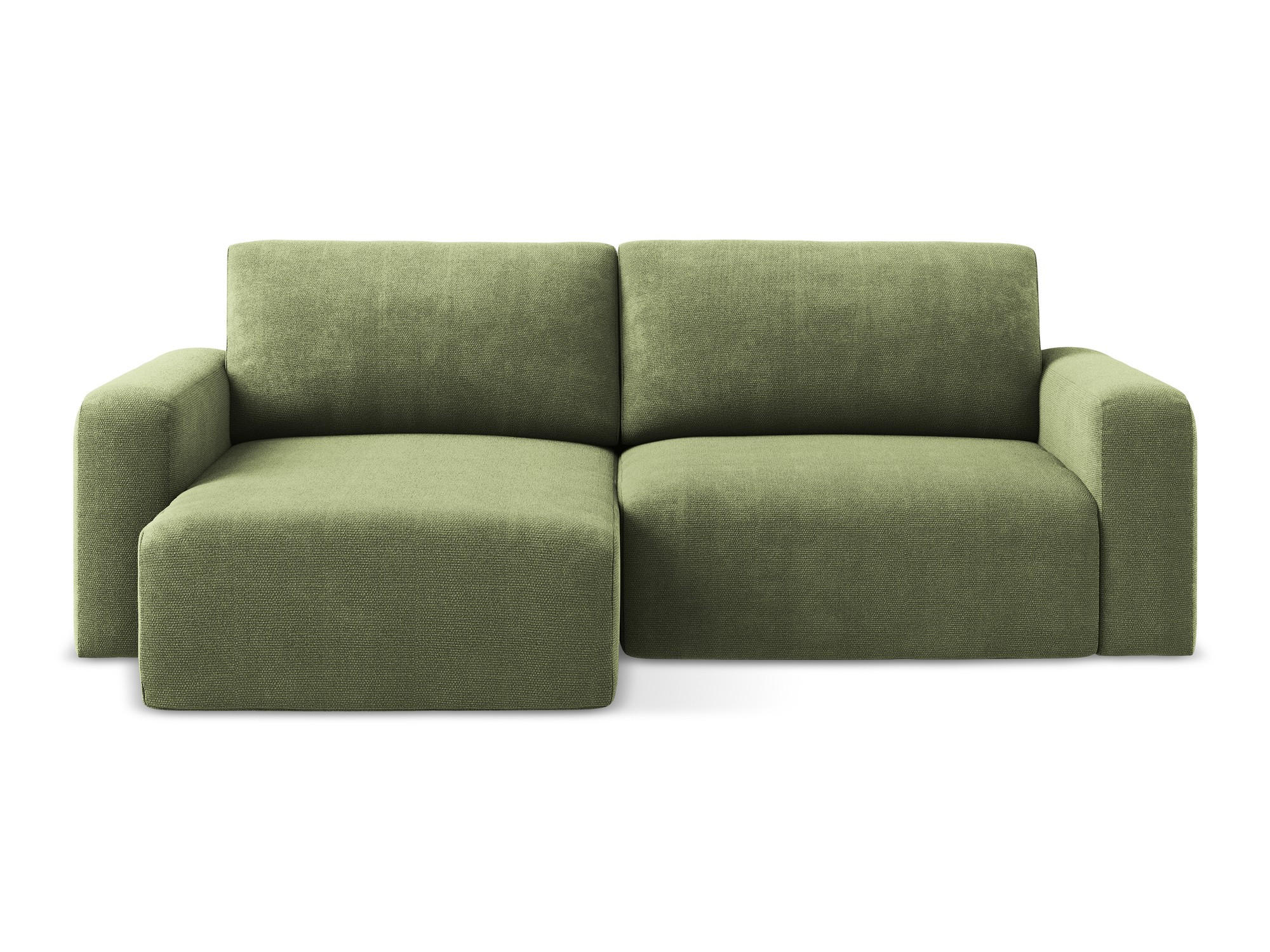 ECKSOFA mit Schlaffunktion links Chenille Stoff Grün - Schwarz/Grau, Kunststoff/Textil (149/244cm) - Makamii