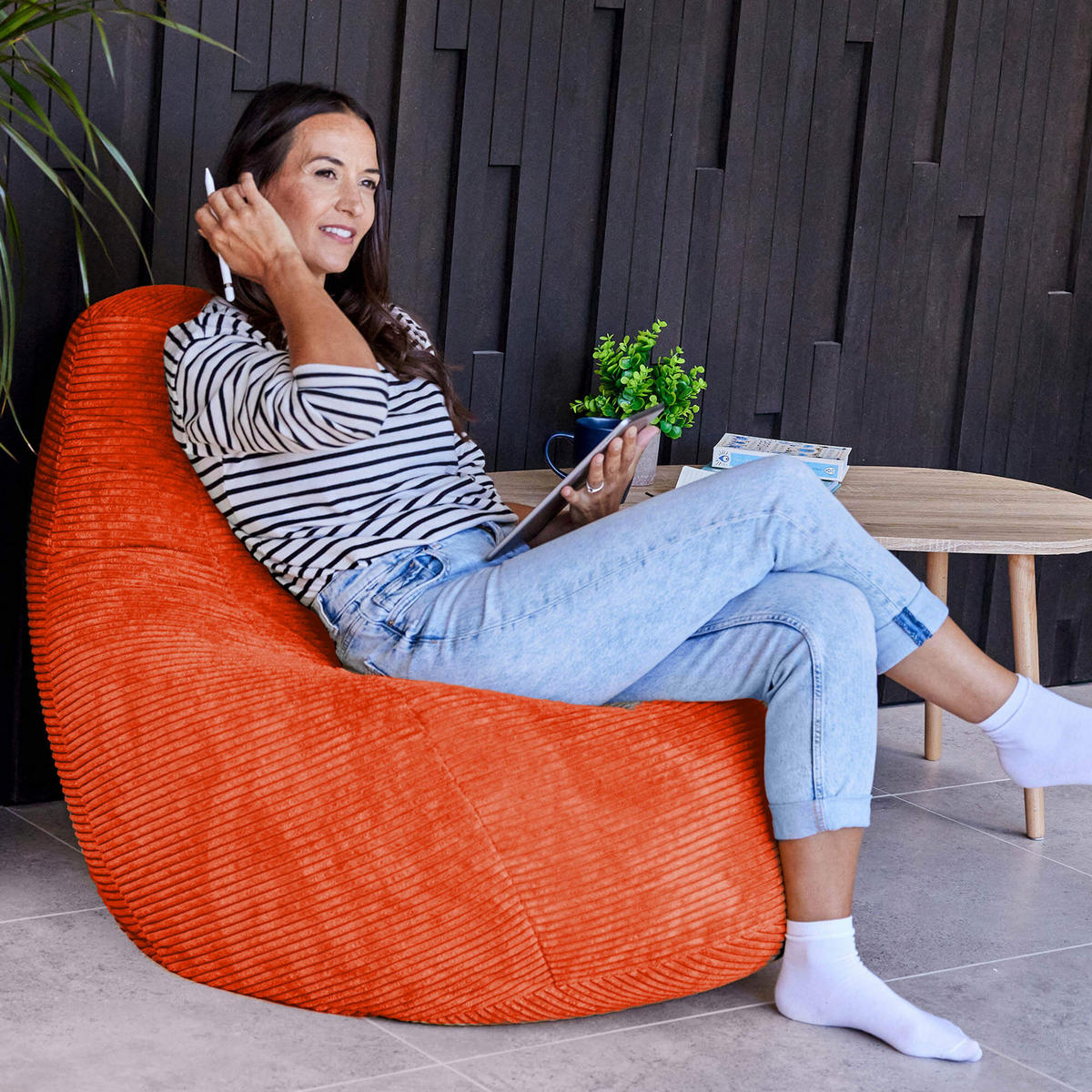 SITZSACK Sessel aus Cord 2-tlg. - Terracotta, Kunststoff (90/73/84cm) - icon