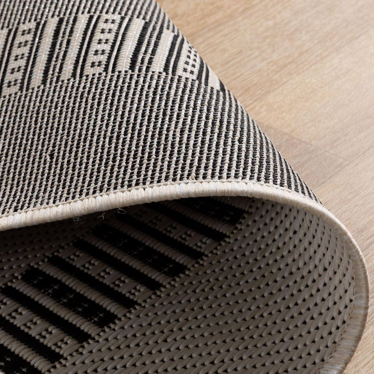 OUTDOORTEPPICH 120/170 cm Bergen Bordüre - Schwarz, Textil (120/170cm) - Steffensmeier