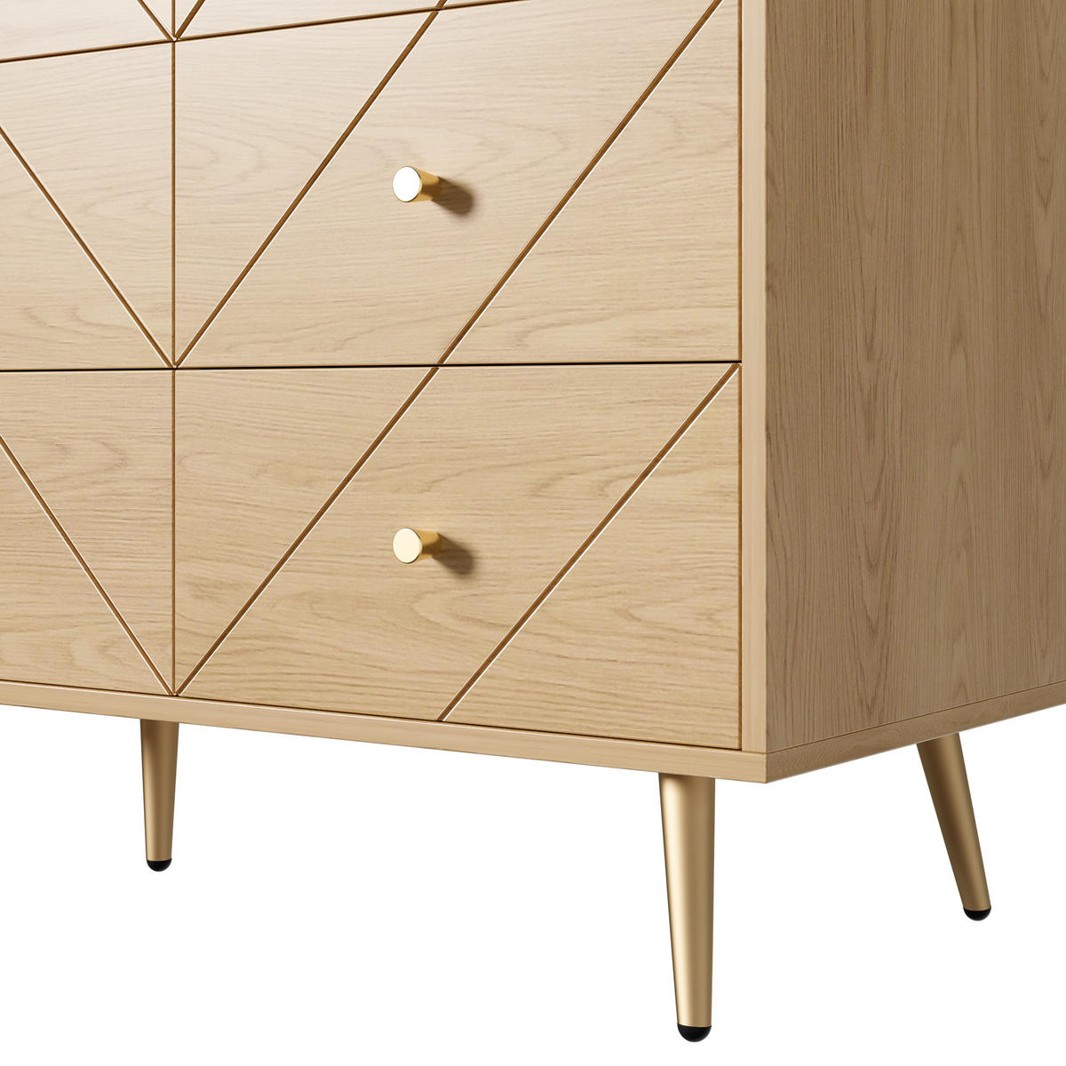 SIDEBOARD mit 9 Schubladen, Eisenbeinen & geometrischem Muster - Sonoma Eiche, Holzwerkstoff/Metall (120/80/39cm) - Urban Meuble