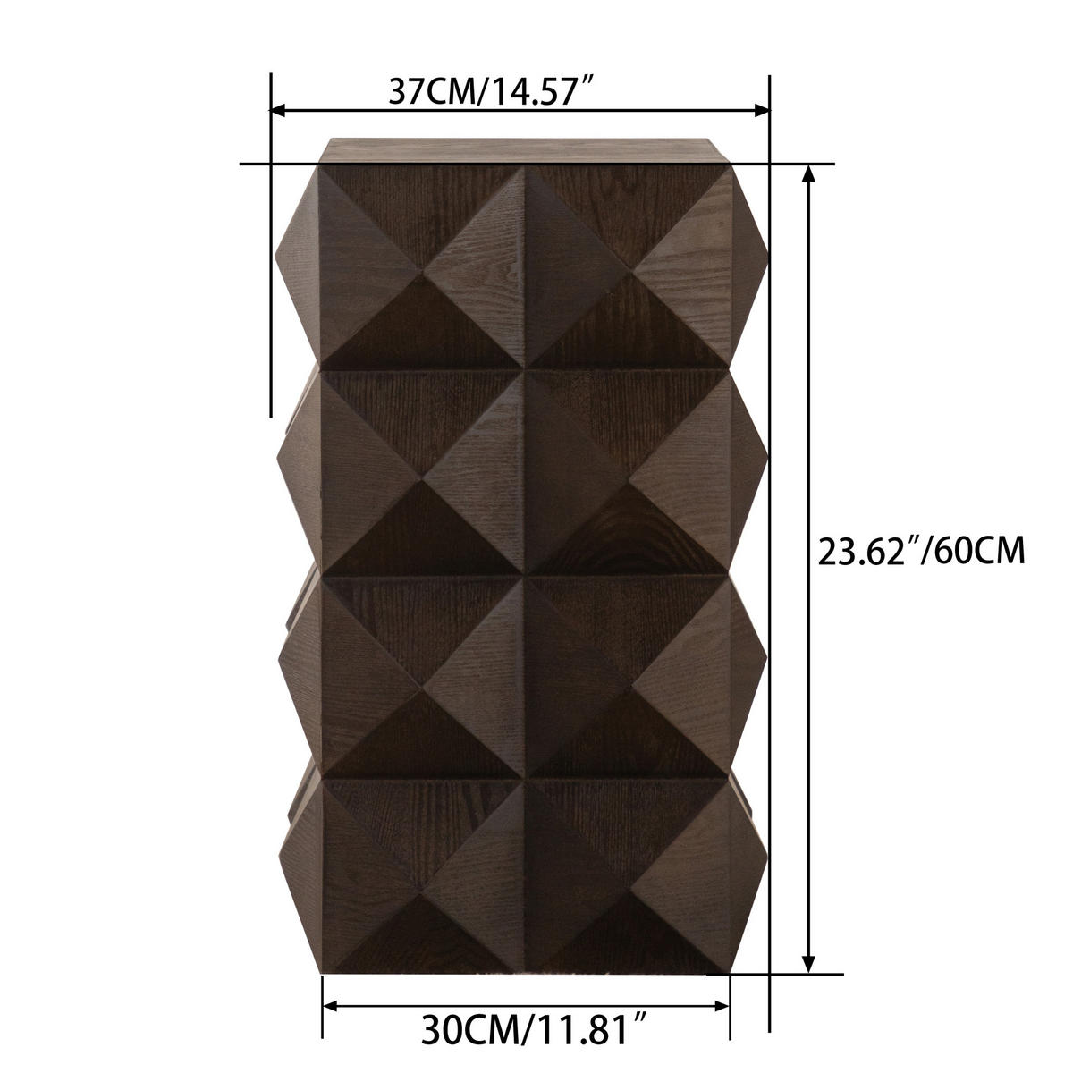 BEISTELLTISCH 60 cm Höhe im Retro-Design mit Reliefstruktur aus Massivholz und MDF, Braun - Braun, Holzwerkstoff (37/37/60cm) - Redom