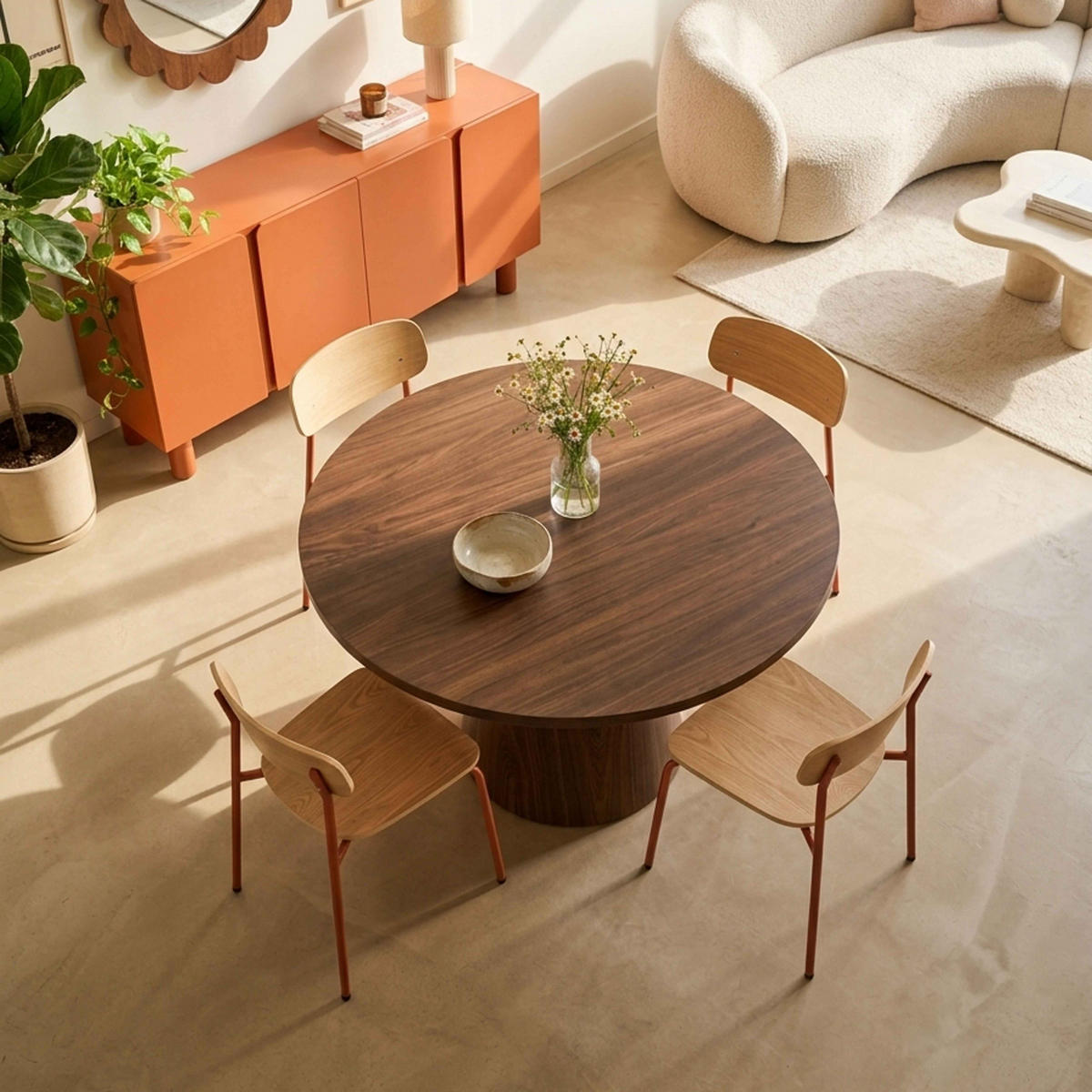 ESSTISCH, dunkles Holzeffekt - Braun, Holz (120/120/75cm) - Oviala