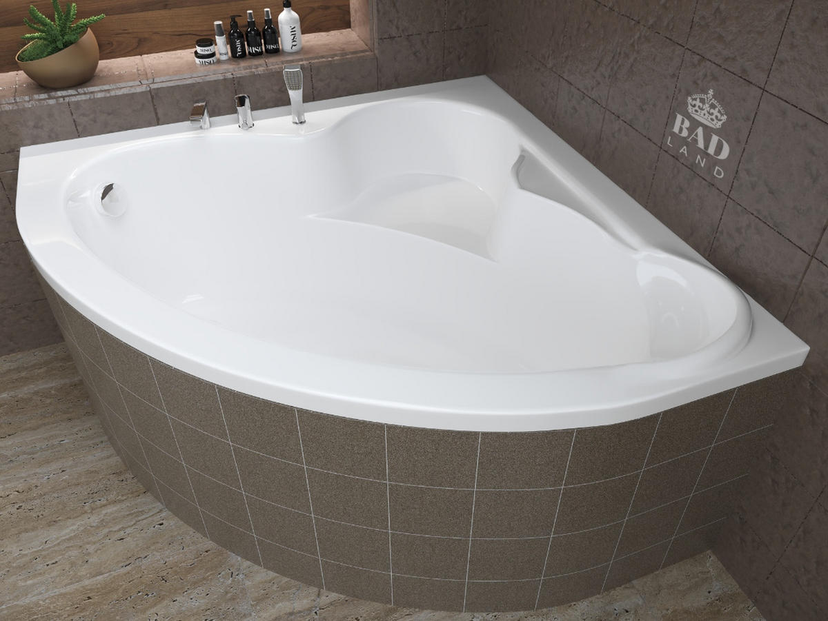 BADEWANNE Eckwanne STANDARD 120/120 Ablauf & Füße - Weiß, Kunststoff (120/57.5/120cm) - bad land