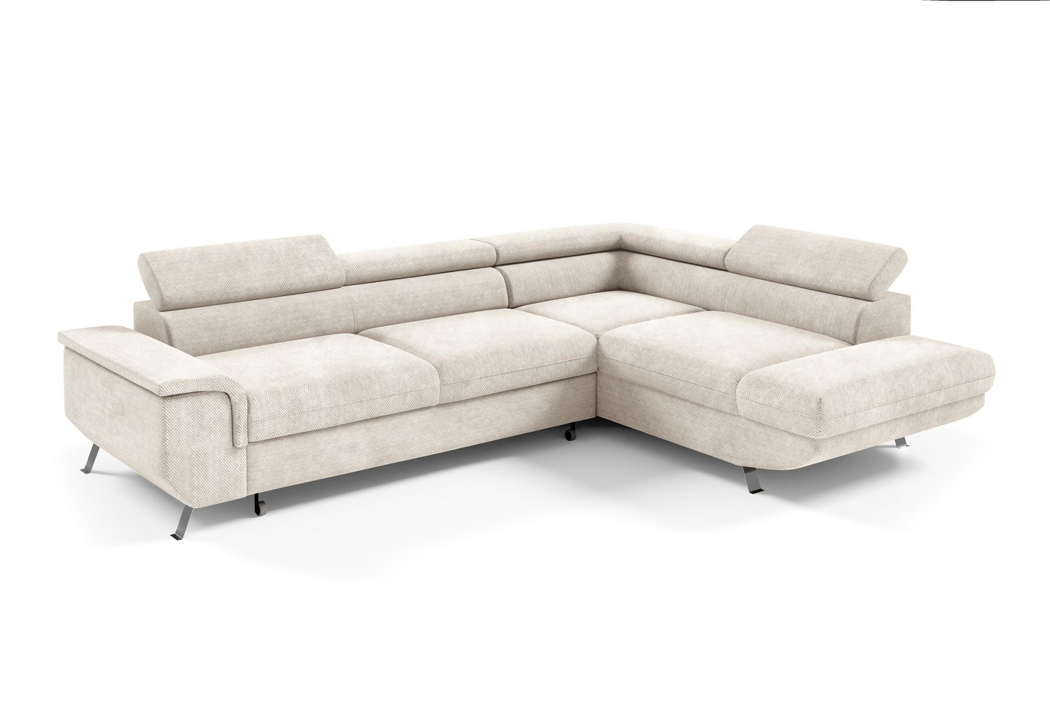 ECKSOFA Plato Mit Schlaffunktion - Creme, Holzwerkstoff/Textil (202/268cm) - Fun Möbel