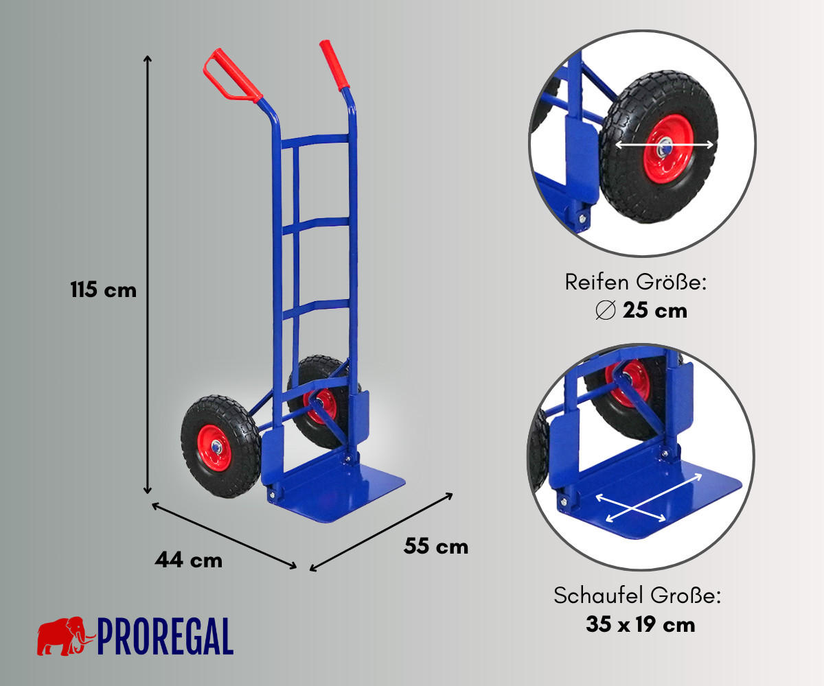 SACKKARRE Odin 115x54x44cm Tragkraft 200kg PU Bereifung Stahlrahmen Blau - Blau, Metall (44/54/115cm) - PROREGAL