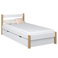 BETT mit Schublade N01 Weiß / Eiche Natur 120/200 - Eiche Artisan/Weiß, Naturmaterialien/Holz (120/200cm) - N-Wood