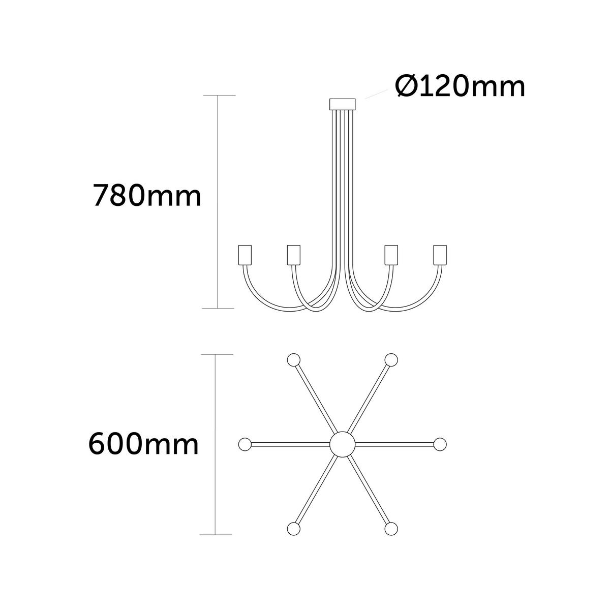 DECKENLEUCHTE Chandelier - Schwarz, Metall (60/60/60cm) - Lumicom