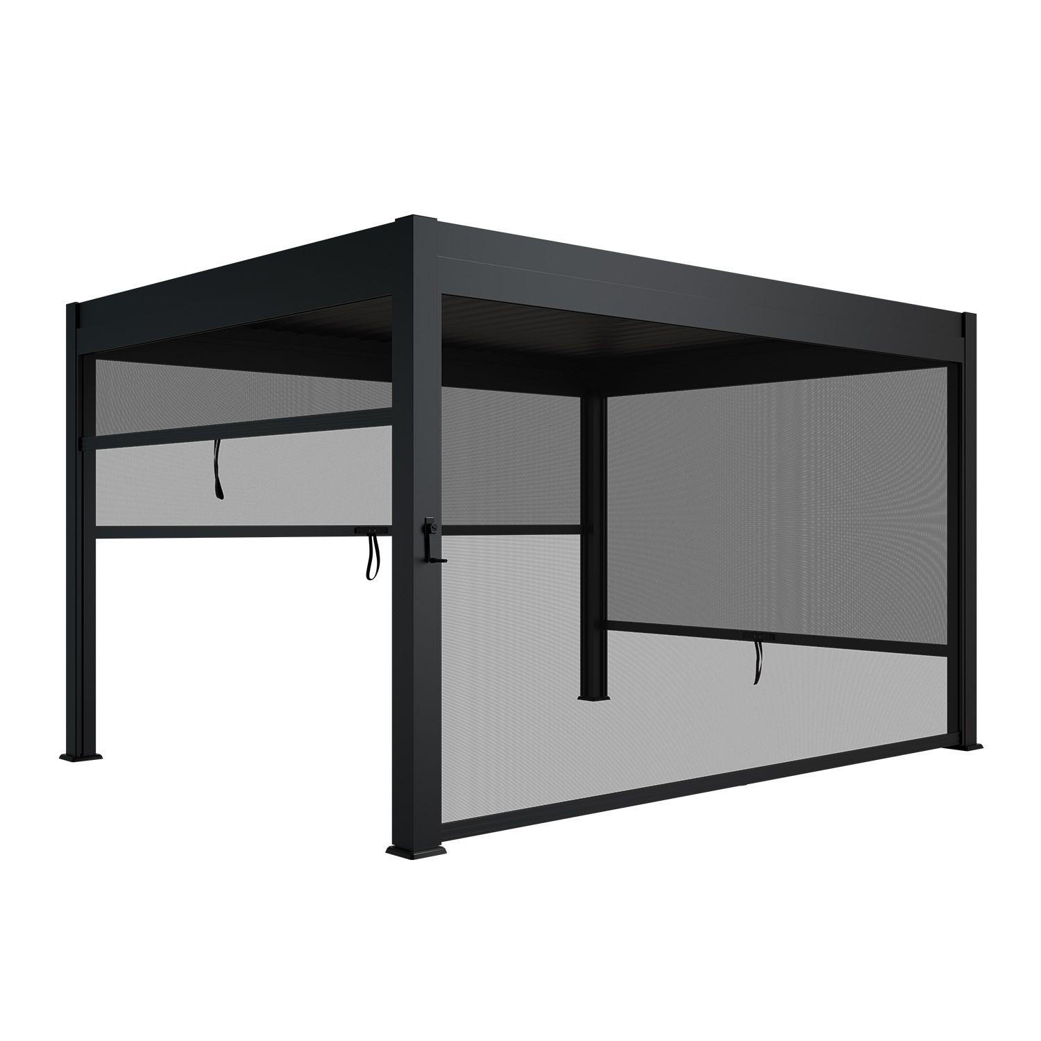 SEITENWAND für Lamellendach Tahiti 4 x 2,4 m anthrazit - Anthrazit, Metall (400/240/700cm) - Juskys