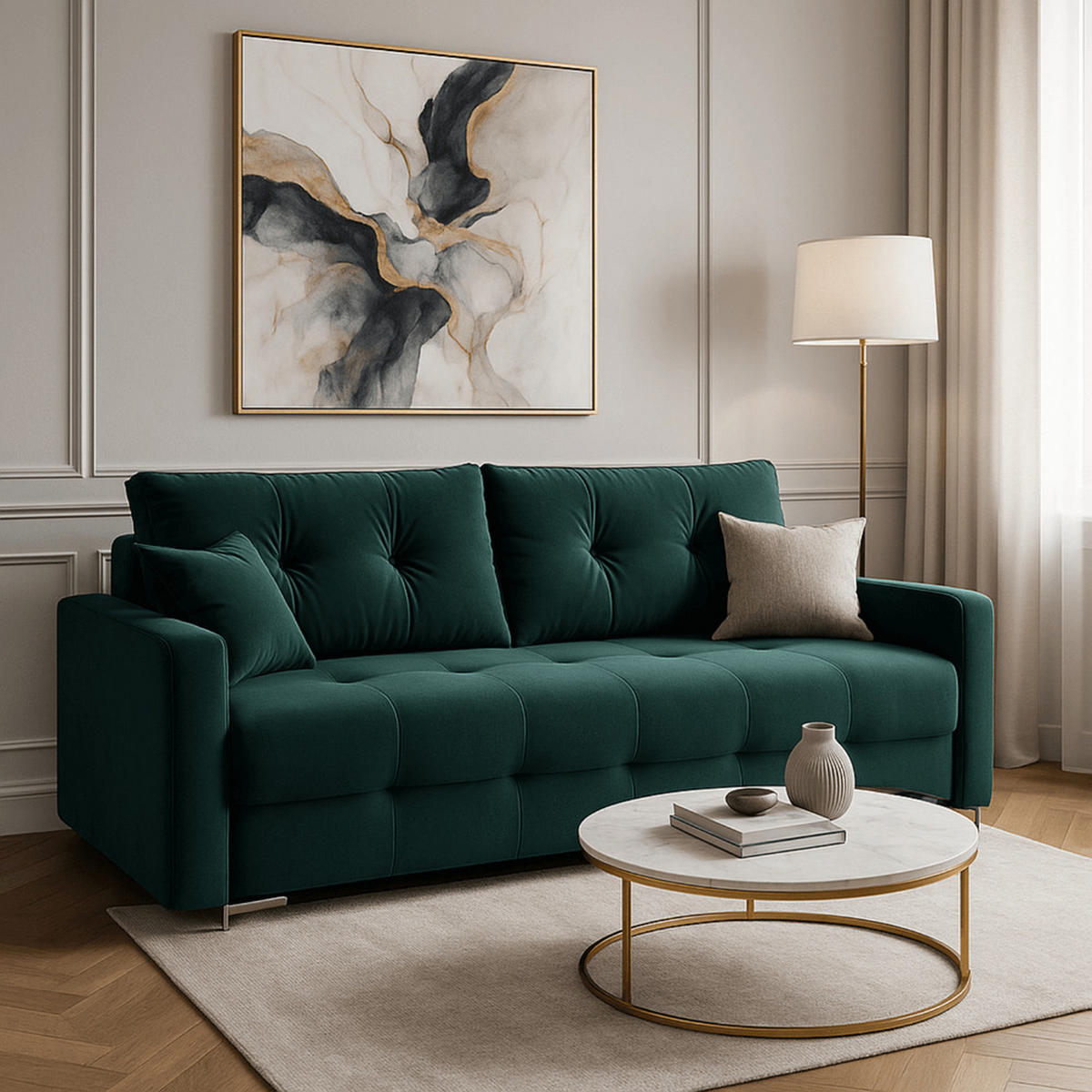 SCHLAFSOFA FAVIO Zweisitzer Grün - Grün, Holz/Textil (212/96/103cm) - makarowski meble