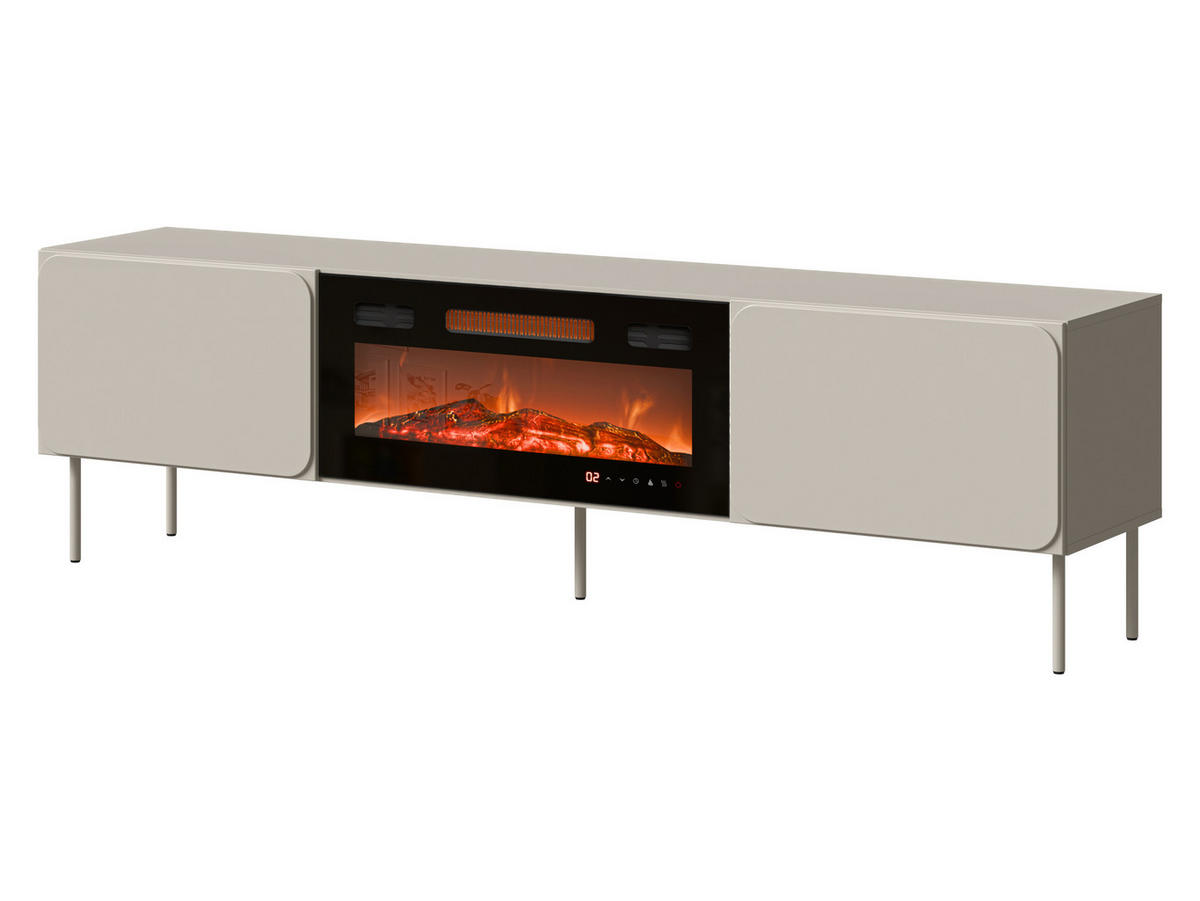 TV-LOWBOARD Rafael 200 EF mit Kamin - Kaschmir, Holzwerkstoff/Metall (200/58/40cm) - MIRJAN24