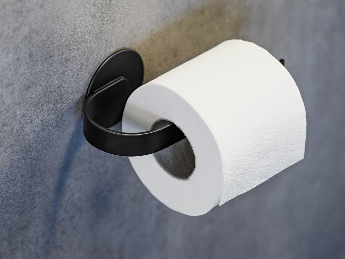 TOILETTENPAPIERHALTER Montage ohne Bohren Bivio 7,5/16/6,5 cm - Schwarz, Metall (16/6.5/7.5cm) - Wenko