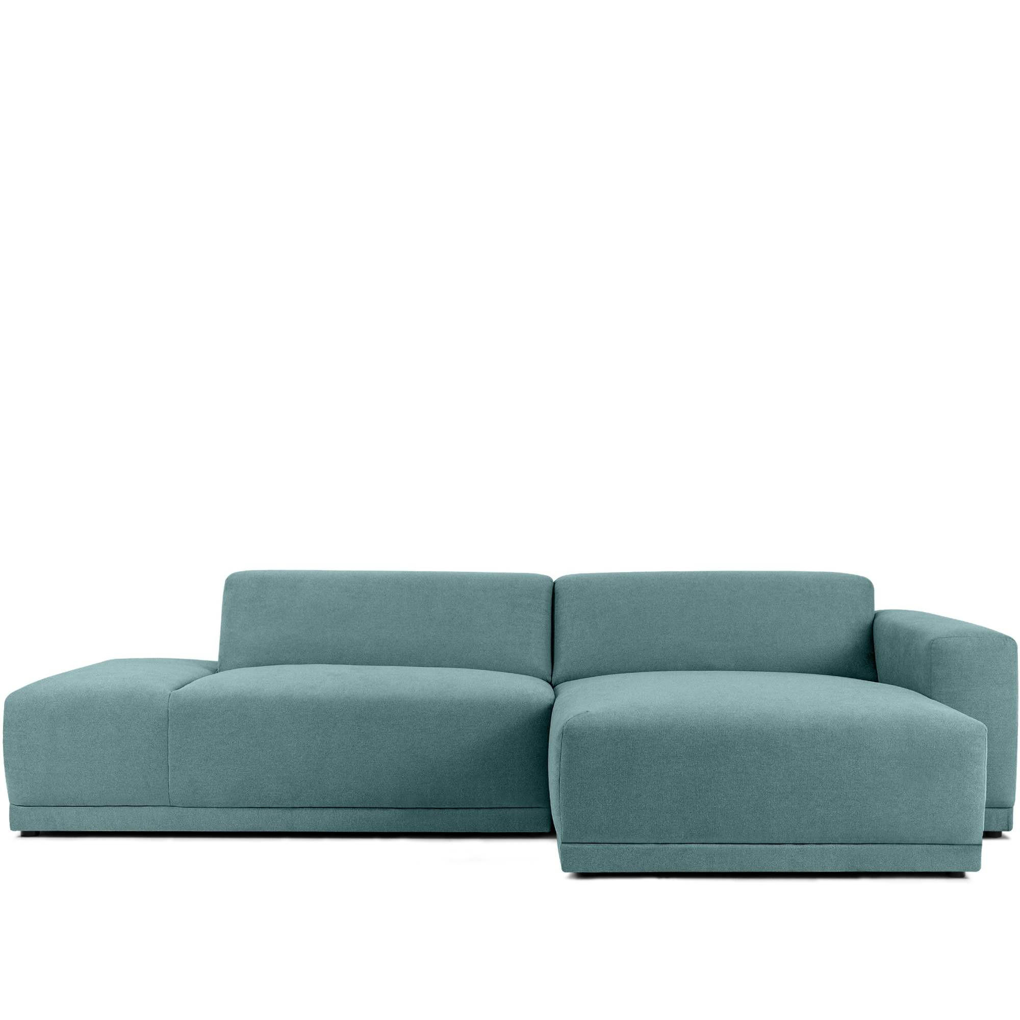 ECKSOFA RECHTS MUDI in moderner Optik mit hochwertigem Kaltschaum, Cord-Stoff, Himmelblau - Blau/Schwarz, Textil (280/160cm) - KONSIMO®