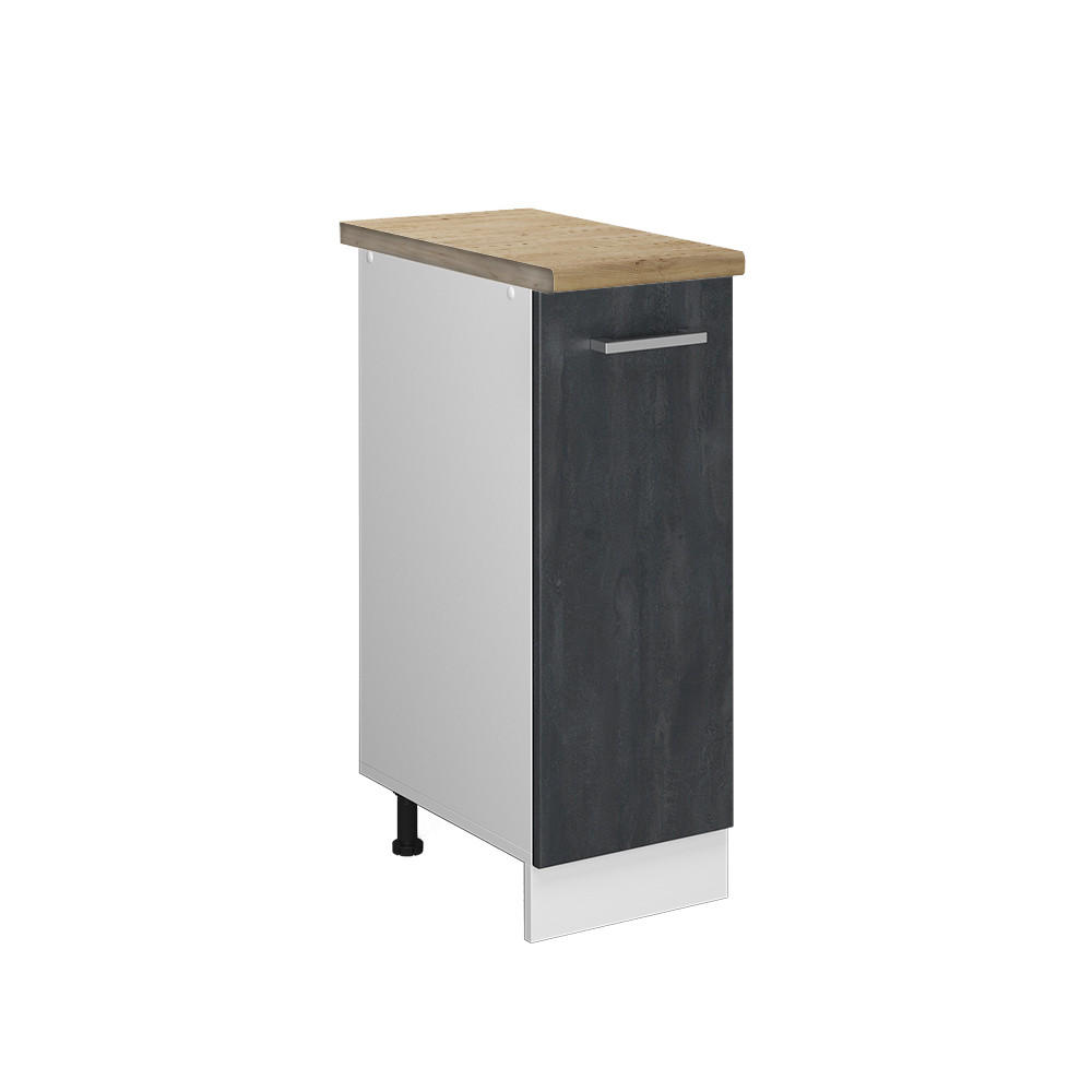 APOTHEKERSCHRANK R-Line Schwarz Beton 30 cm AP Eiche - Schwarz/Weiß, Holzwerkstoff (30/81.6/60cm) - Vicco
