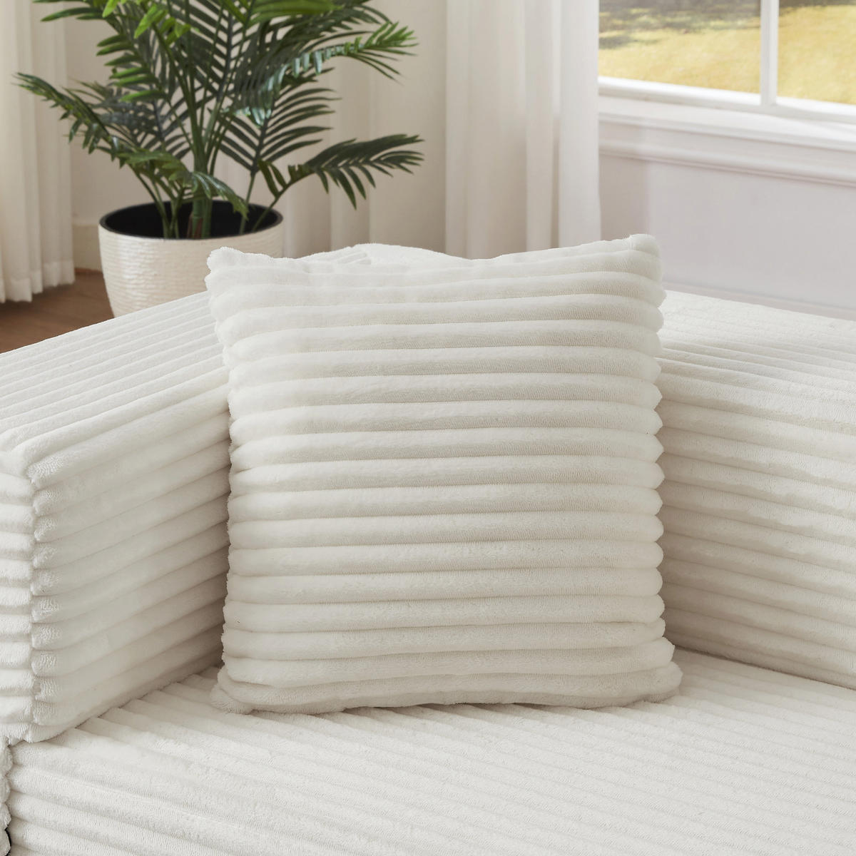 SCHLAFSOFA aus Cord in Weiß 2-lagiges Design & zum Doppelbett ausklappbar - Weiß, Textil (76/60/200cm) - Urban Meuble