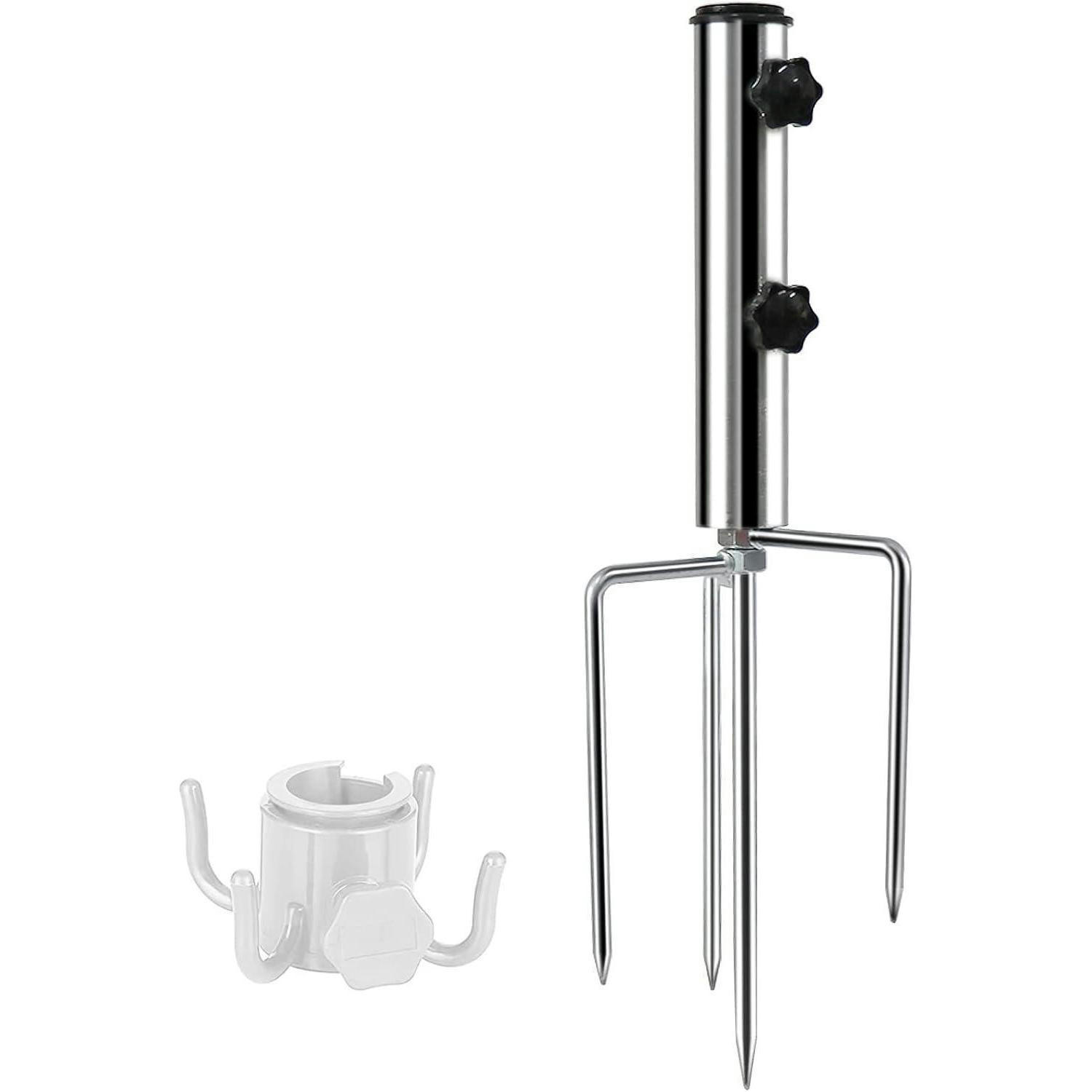 SONNENSCHIRMSTÄNDER Erdspieß Metall Silber 44,5 cm - Silberfarben, Metall (20/23cm)