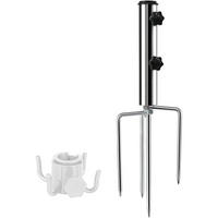 SONNENSCHIRMSTÄNDER Erdspieß Metall Silber 44,5 cm - Silberfarben, Metall (20/23cm)