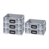 EUROBOX 5x Nextgen Portable Uno 12x30x40cm 11 Liter - Grau, Kunststoff (30/13.5/40cm) - PROREGAL