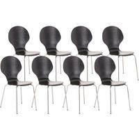 BESUCHERSTUHL 8er Set Holz schwarz - Schwarz, Holz/Metall (43/86/45cm) - CLP