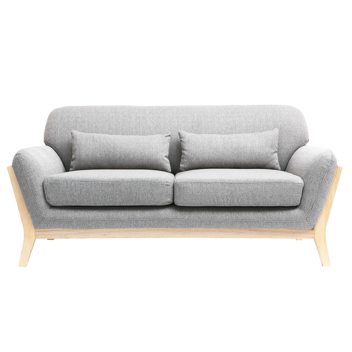 SOFA Skandinavisch 2 Pl?tze Grau Holzbeine YOKO - Grau, Textil (83.5/78.5/160cm) - Miliboo
