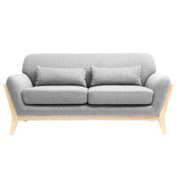 SOFA Skandinavisch 2 Pl?tze Grau Holzbeine YOKO - Grau, Textil (83.5/78.5/160cm) - Miliboo