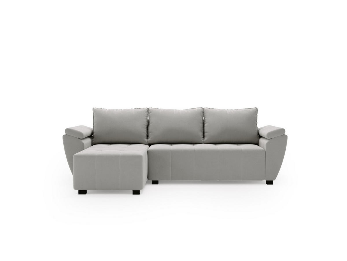 ECKSOFA ZEUS L Monolith 84 Links mit Schlaffunktion - Grau, Textil (251/140cm) - Bedante
