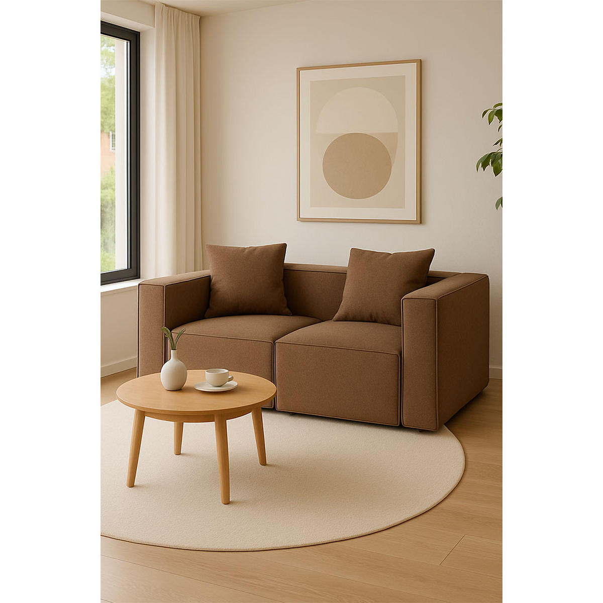 2-SITZER-SOFA Box Stoff Beige - Beige, Textil (184/65/92cm) - ebuy24