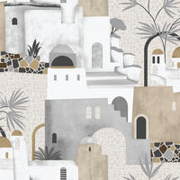 TAPETE Mediterrane Häuser 53 cm x 10 m - Grau, Papier (53/1000cm) - Sanders & Sanders