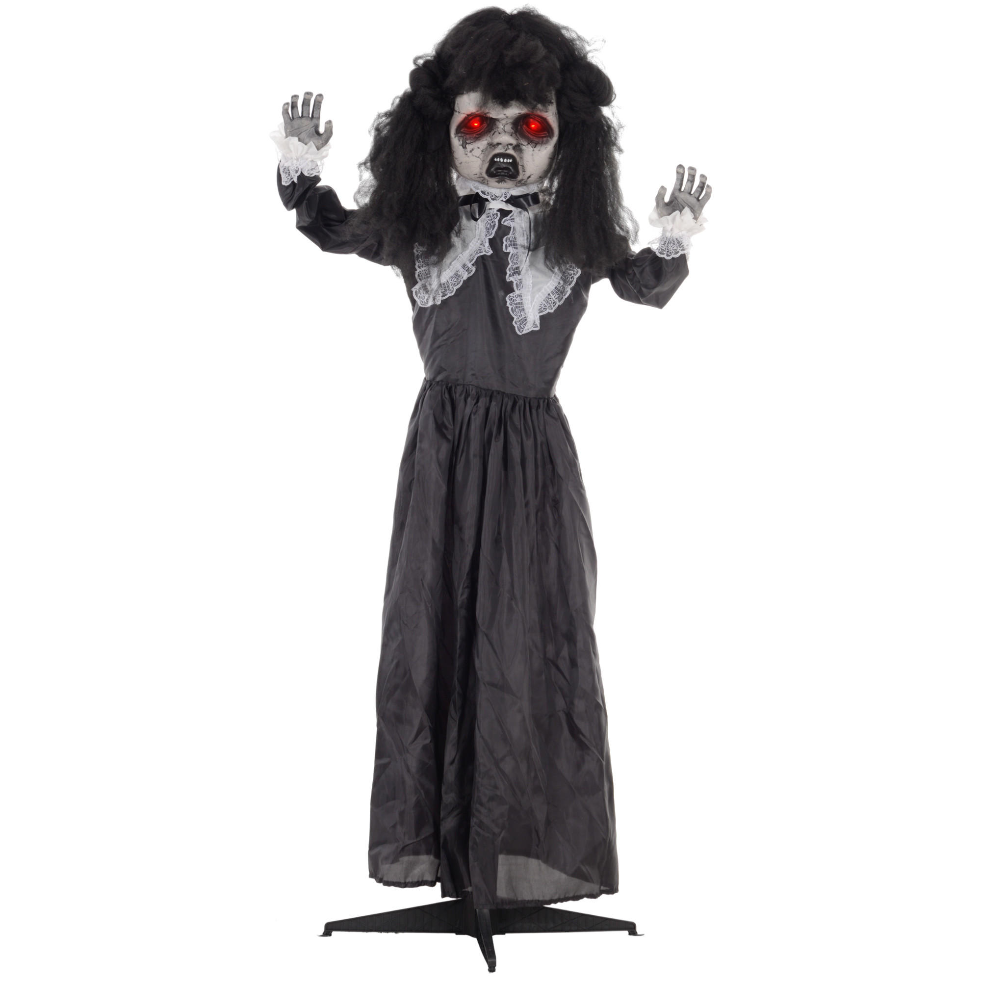 160CM Halloween Dekoration Geisterpuppe mit LED-Lichter, Soundfunktion - Schwarz, Kunststoff (15/160/65cm) - HOMCOM