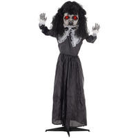 160CM Halloween Dekoration Geisterpuppe mit LED-Lichter, Soundfunktion - Schwarz, Kunststoff (15/160/65cm) - HOMCOM