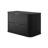 BADEZIMMERSCHRANK, Schwarz, 80,4 x 51,7 x 41,5 cm, Goldene Griffe - Goldfarben/Schwarz, Holzwerkstoff/Kunststoff (80.4/51.7/41.5cm) - 3XE LIVING