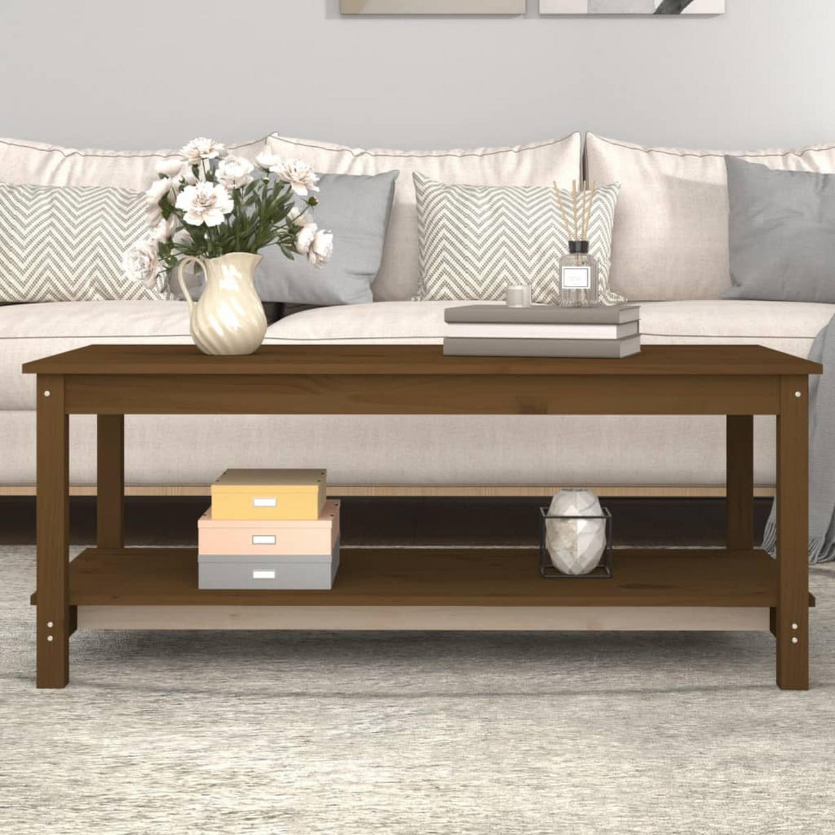 COUCHTISCH Honigbraun 110x55x45 cm Massivholz Kiefer - Braun, Holz (110/55/45cm) - furnicato