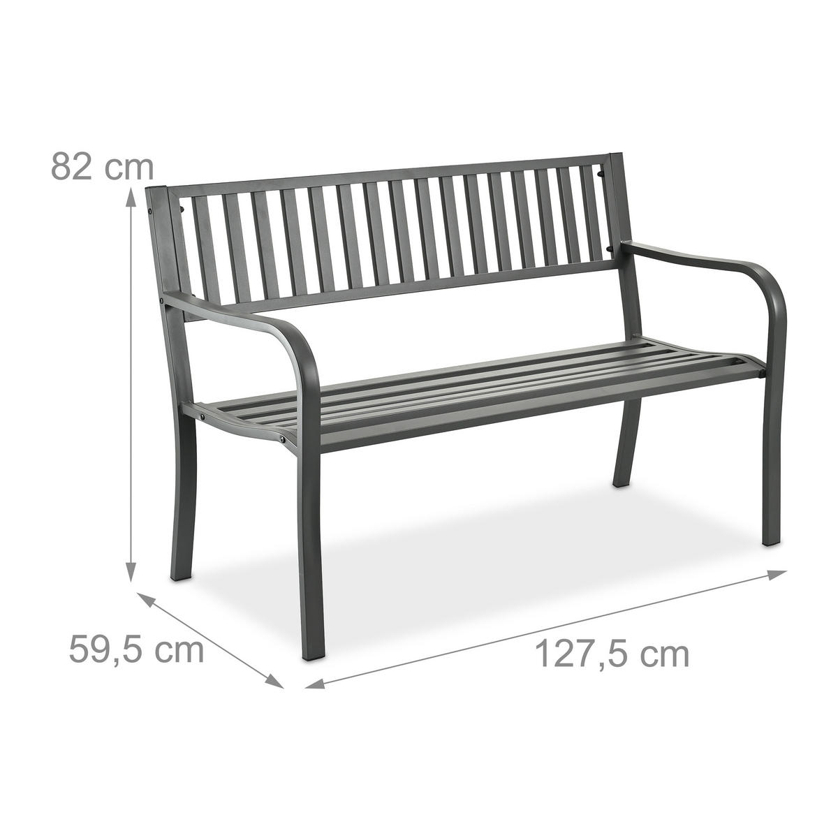 GARTENBANK - Grau, Metall (127.5/82/59.5cm) - Relaxdays