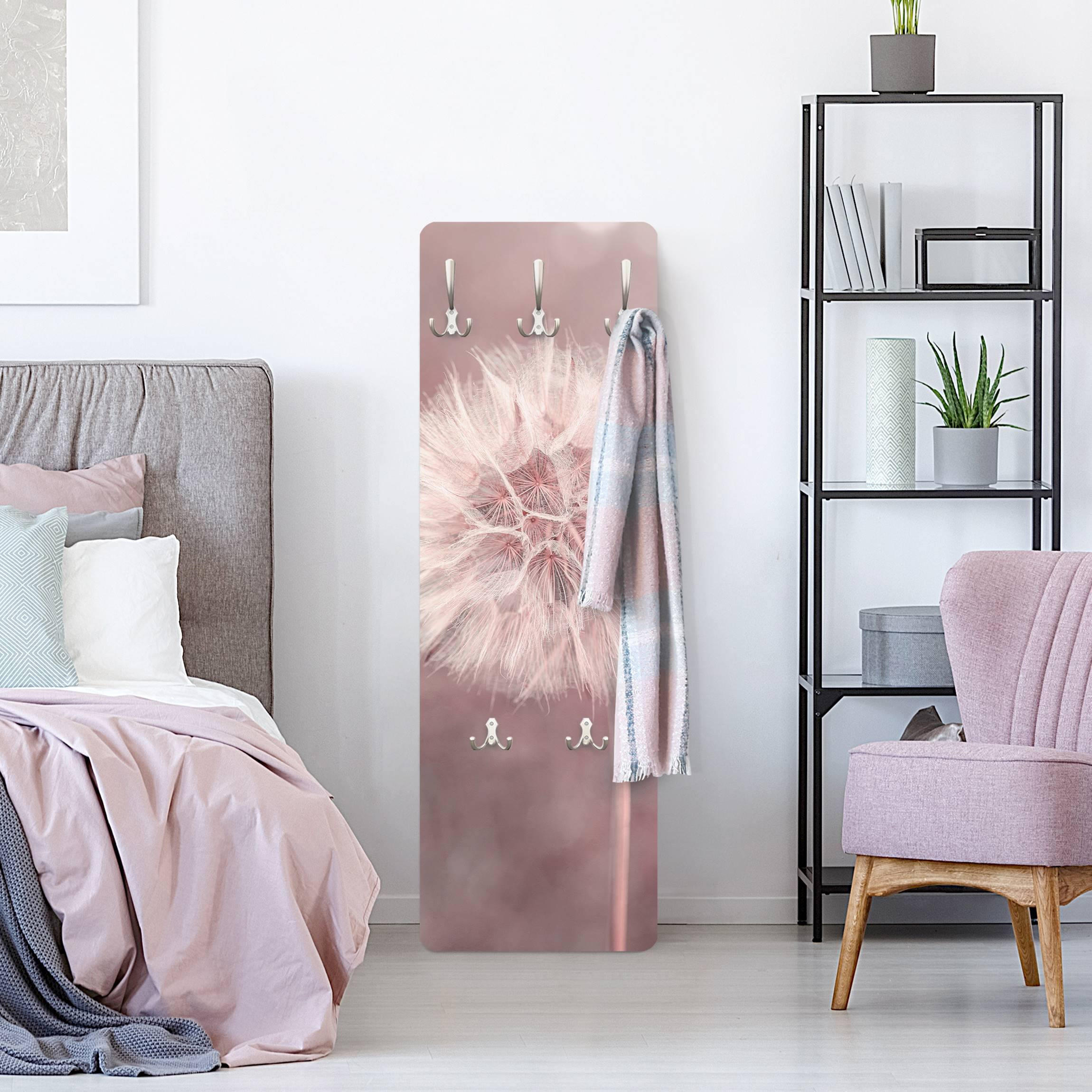 Thumbnail - Bilderwelten Wandgarderobe, Rosa, Holzwerkstoff, Floral, Rechteckig, 34x105x1.6 cm, Garderobe, Garderobenleisten & Garde...