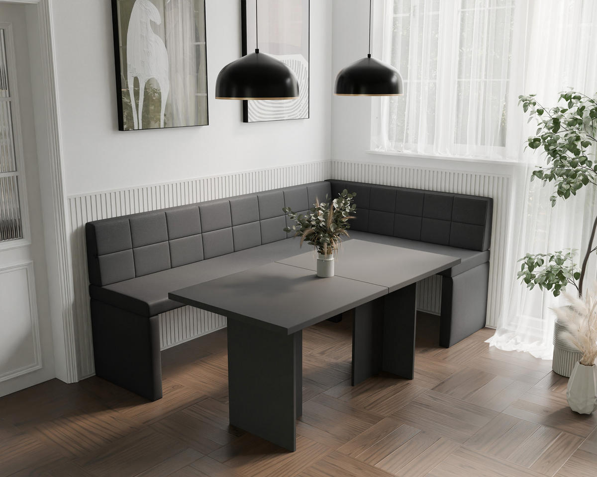 ECKBANK rechts MELVIN Kunstleder, 142/196 cm Anthrazit - Anthrazit, Holz/Kunststoff (142/196cm) - Idohome