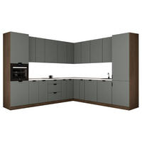 WINKELKÜCHE 345 x 285 cm - Sorento KS12-M345 - in Grün / Dunkle Eiche - Eichefarben/Schwarz, Holz/Metall (630/247/58cm)