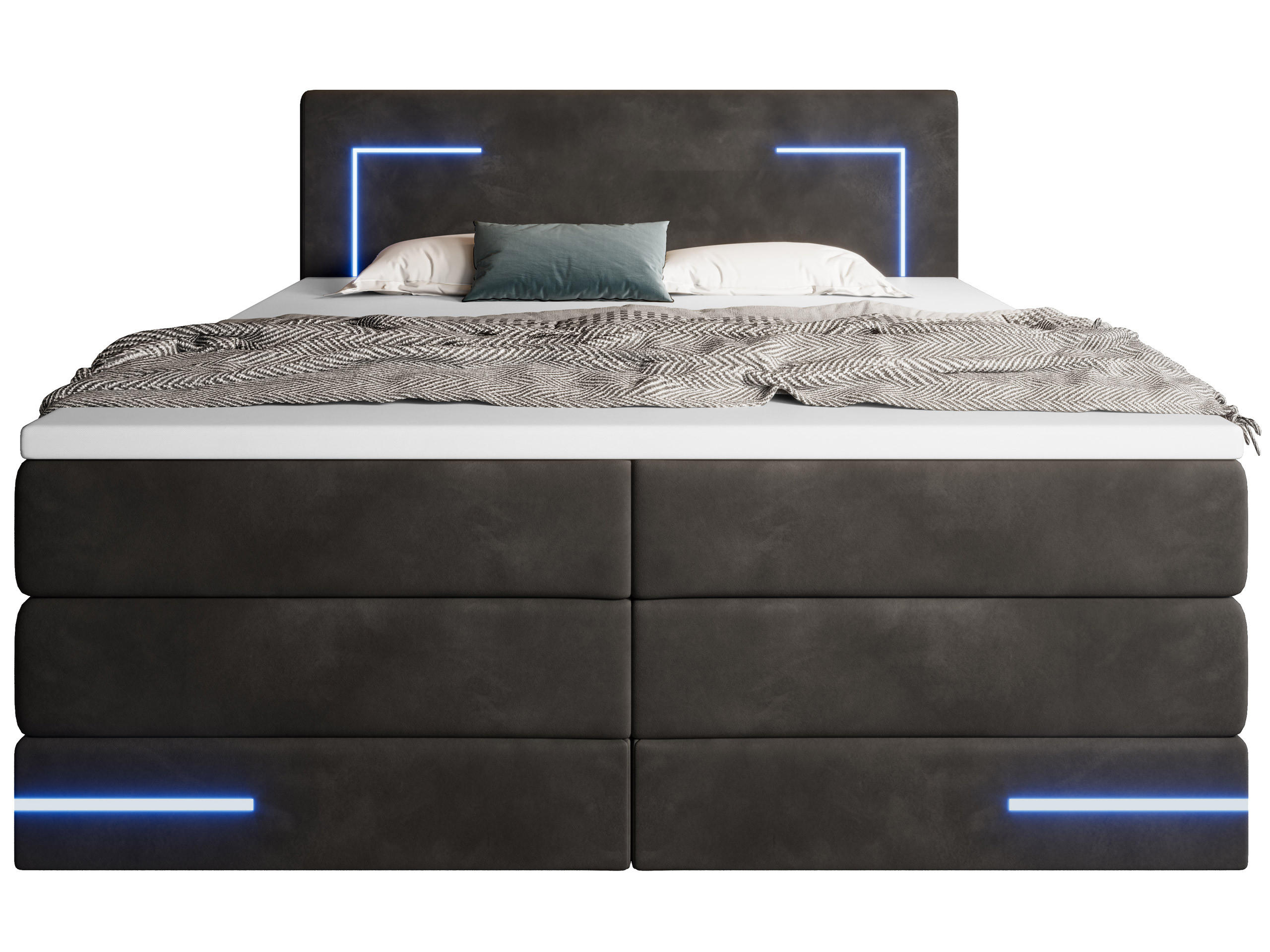 BOXSPRINGBETT Detroit schwarz 200/200 cm H3/H4 Samt - Schwarz, Textil (200/200cm) - wonello