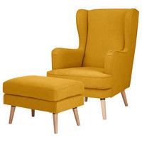 OHRENSESSEL - Beige/Gelb, Holz/Birkenholz (73/107/96cm) - home24