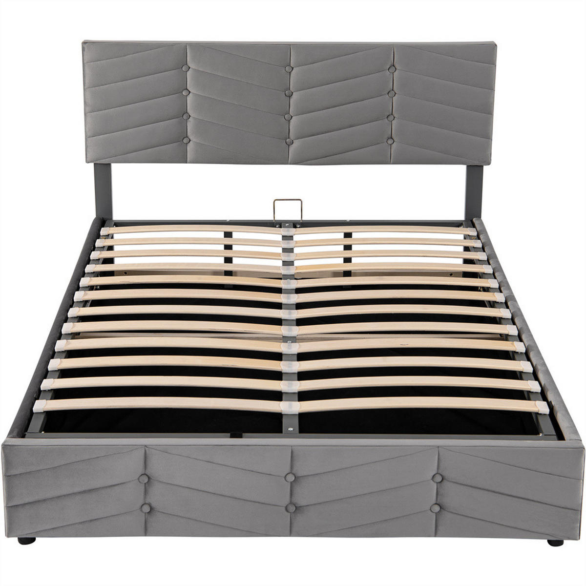 POLSTERBETT 140/200 cm in Grau Samt - Grau, Holz/Textil (140/200cm) - KOMHTOM